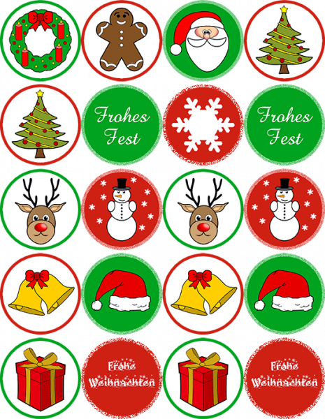Wafers with Christmas Motif colorful