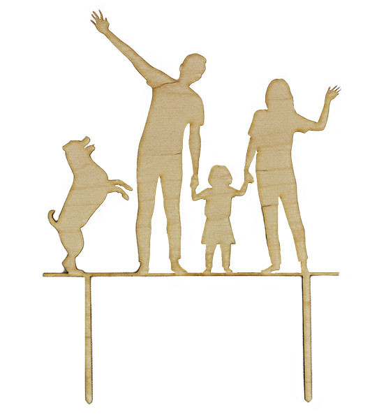 CakeTopper - Family - Parents with girl and dog