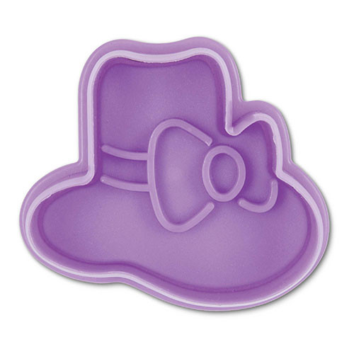 Embossed cookie cutter with ejector - hat