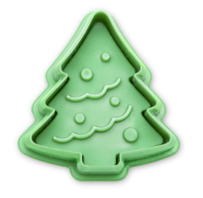 Embossed cookie cutter with ejector - Christmas Tree