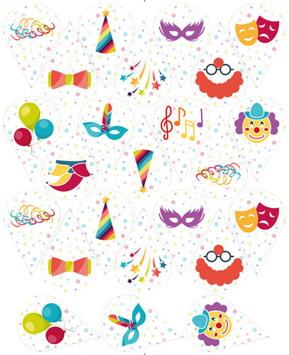 printed wafers for insertion 24 pieces - 60x40mm - Carnival motif