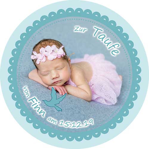 Picture Cake Topper baptism round motive 6 Turquoise