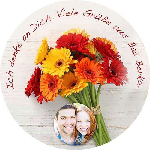 Picture Cake Topper Round "Best wishes"
