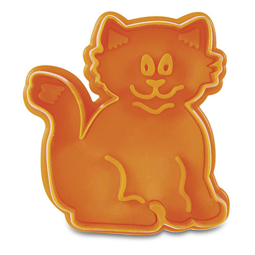 Embossed cookie cutter with ejector - cat