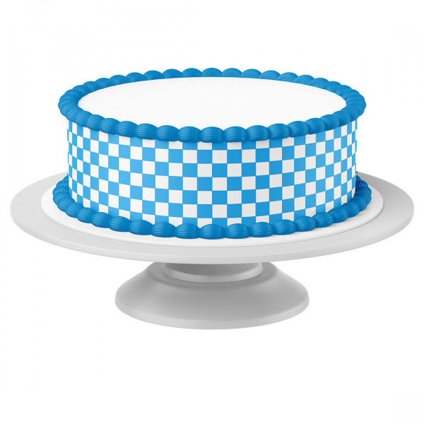 Tortenband Checkered Flag BLAU essbar - 4 Stück á 24cm x 5cm