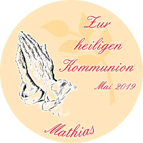 Tortenbild Kommunion - Konfirmation Rund Motiv Betende Hände