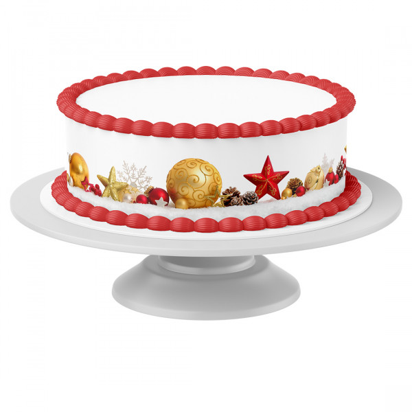 Cake ribbon christmas 2 edible - 4 pieces á 24cm x 5cm