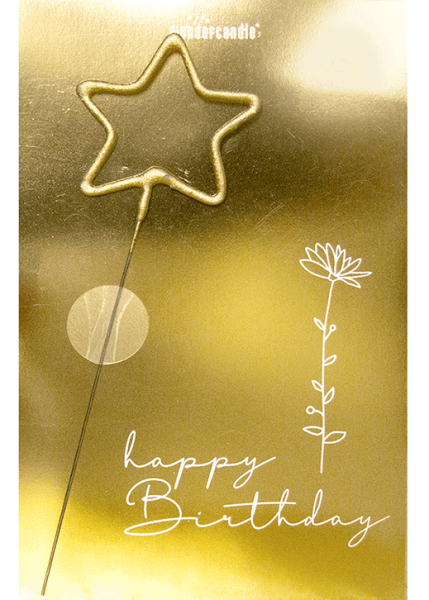 Wondercard - Gift Card Gold - Happy Birthday Flower