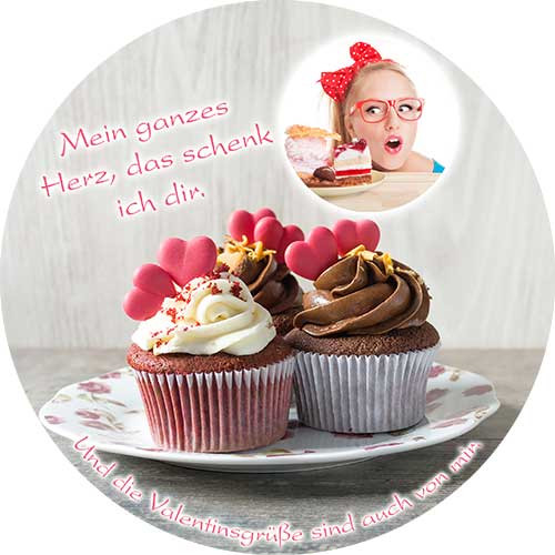 Picture Cake Topper Valentines Day Cupcakes round