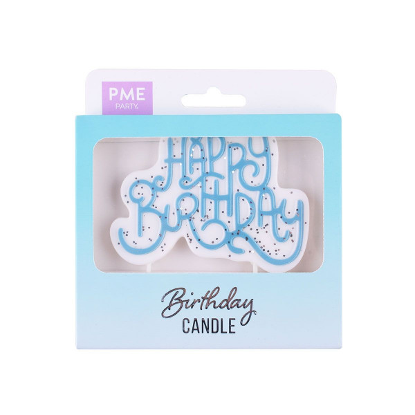 PME Funkelnde Geburtstagskerze blau - Happy Birthday