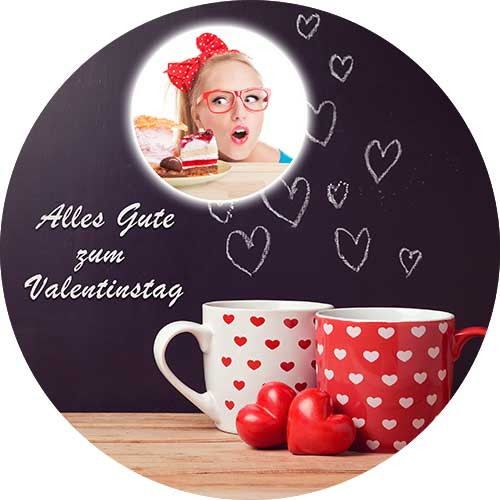 Picture Cake Topper Valentines Day Heart Cup round