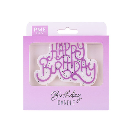 PME Sparkling birthday candle pink - Happy Birthday