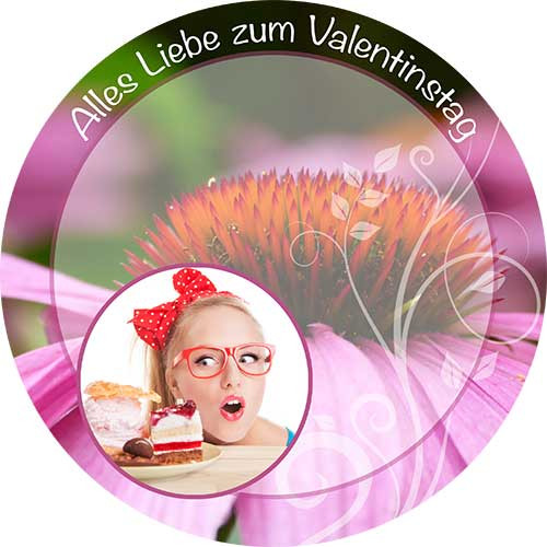 Picture Cake Topper Valentines Day Pink Blossom round