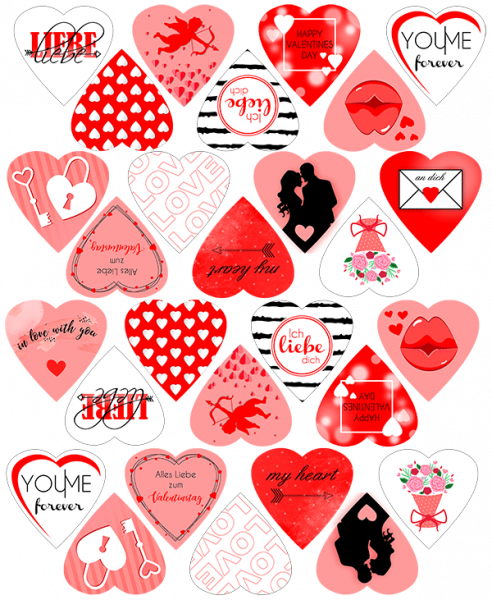 Printed wafers Valentine's Day Red