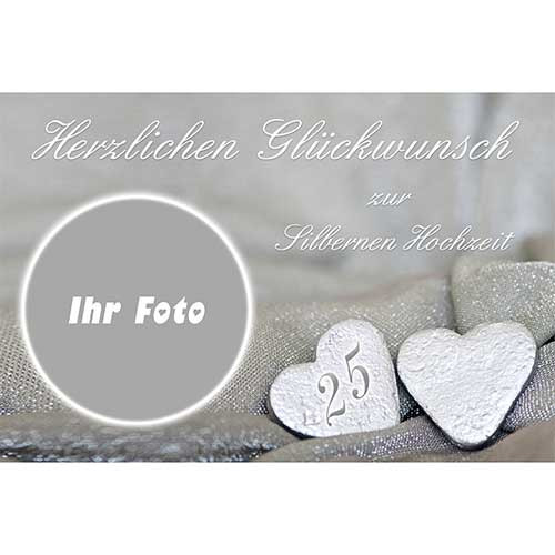 Picture Cake Topper Silver Wedding Hearts Rectangular