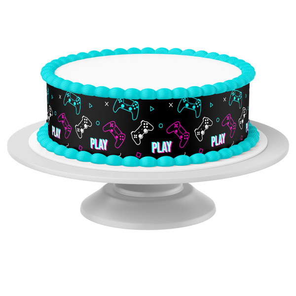 Cake Ribbon Gaming Neon edible- 4 Pieces á 24cmx5cm