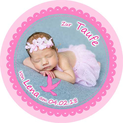 Picture Cake Topper baptism round motive 6 Pink
