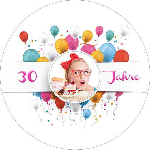 Picture Cake Topper Round Colourful Balloons