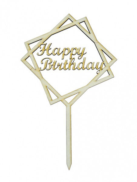 CakeTopper - Happy Birthday Quadrat