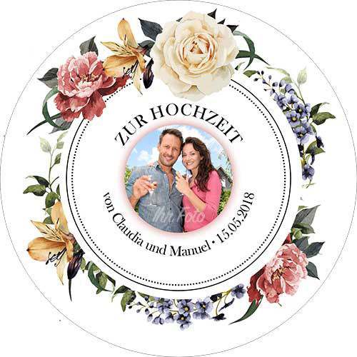 Picture Cake Topper Wedding Vintage Round