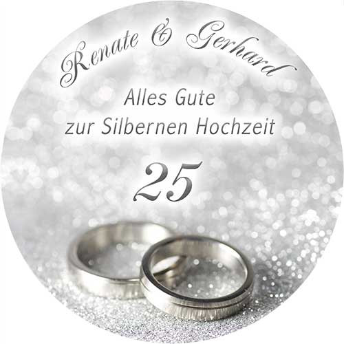 Tortenbild Silberne Hochzeit Ringe Rund