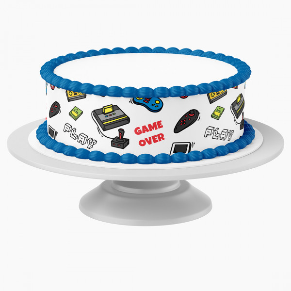 Cake Ribbon Gaming Icons edible- 4 Pieces á 24cmx5cm