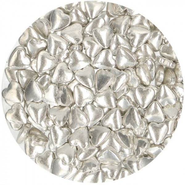 FunCakes Zuckerherzen Metallic Silber 80g