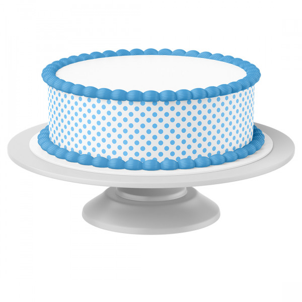 Cake ribbon blue dots edible - 4 pieces á 24cm x 5cm